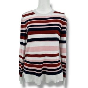 Style & Co Striped Sweater XS Rayon Knit Coastal Grandma Preppy Parisian Chic